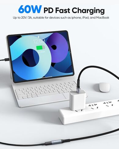 كابل محول USB C أنثى إلى USB ذكر بطول 4 أقدام، محول USB 3.2 ذكر إلى USB C عالي السرعة 10 جيجابت في الثانية، شحن 60 وات متوافق مع الكمبيوتر المحمول، سطح المكتب، محرك فلاش، iPhone 15/16/17، Galaxy، الشاحن in Kuwait