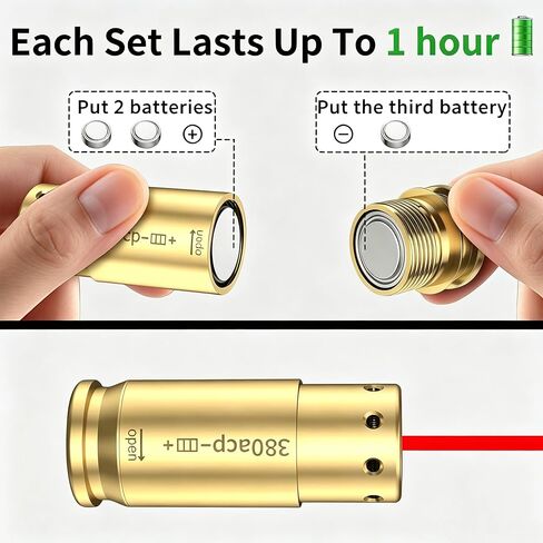 مجموعة Bore Sight 9 مم و.380ACP Bore Sight Red Dot Boresighter ليزر أحمر مع بطاريات للصيد والرماية in Kuwait