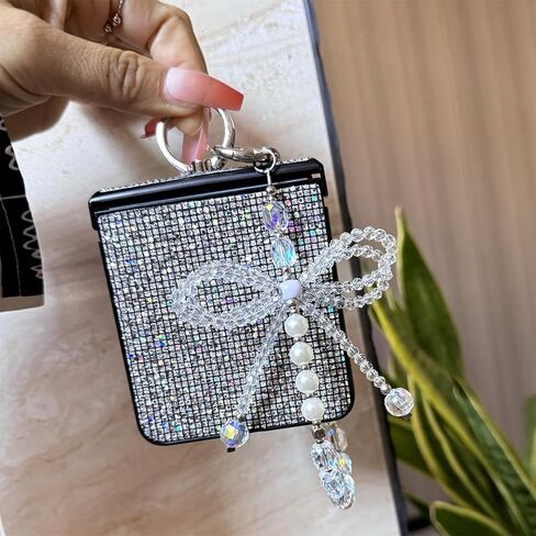 for Samsung Galaxy Z Flip 7 Cute Woman Strap Case with Ring Stand, Girls Sparkle Case for Galaxy Z Flip 7 Hinge Protection, Glitter Charm Cover for Samsung, Black in Kuwait
