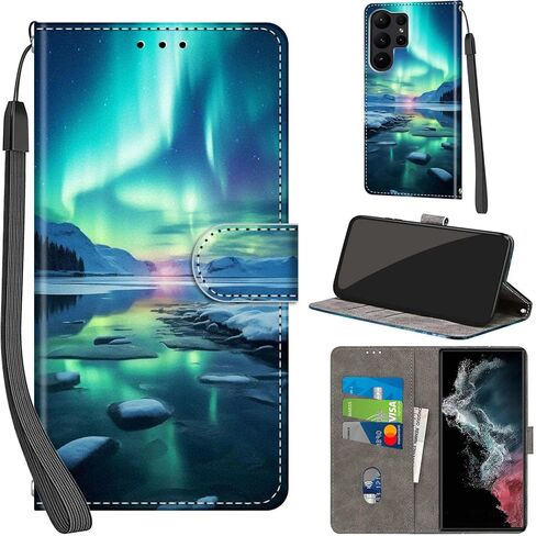 حافظة محفظة لهاتف Samsung Galaxy S23 Ultra، مع [3 فتحات للبطاقات]، غطاء قلاب واقٍ من جلد البولي يوريثان بقفل مغناطيسي مقاوم للصدمات مقاس 6.8 بوصات 2023، زهر الخوخ in Kuwait