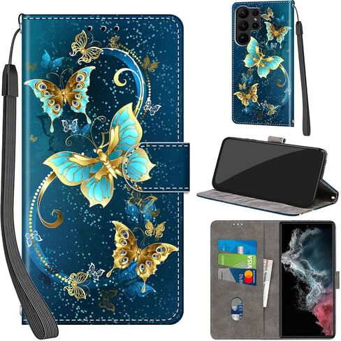 Case Wallet for Samsung Galaxy S23 Ultra, with [3 Card Slots], Kickstand Magnetic Closure PU Leather Shockproof Protective Flip Cover 6.8" 2023, Peach Blossom in Saudi Arabia