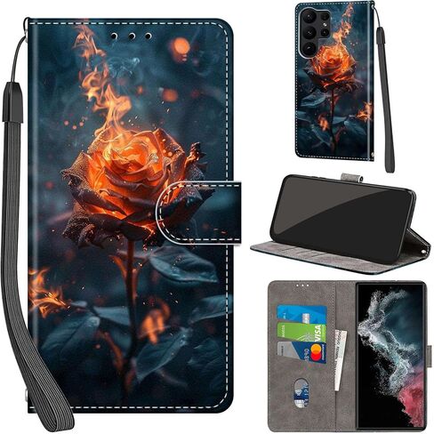 Case Wallet for Samsung Galaxy S23 Ultra, with [3 Card Slots], Kickstand Magnetic Closure PU Leather Shockproof Protective Flip Cover 6.8" 2023, Peach Blossom in Saudi Arabia