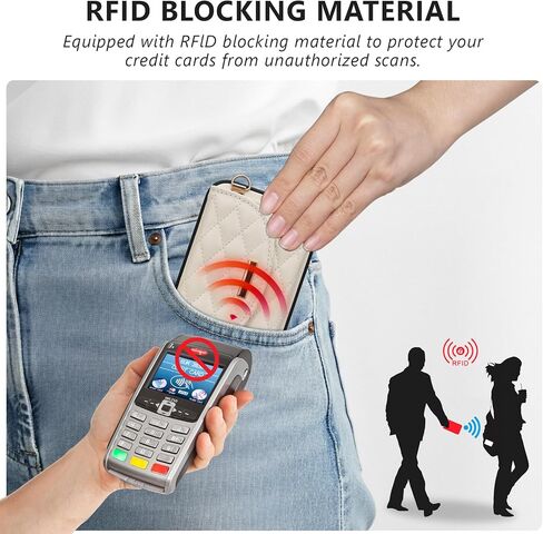 Crossbody Wallet Case for iPhone 17 Pro Max 6.9'' 2025, 6-Card Holder with RFID Blocking & Magnetic Closure, PU Leather Flip Cover with Kickstand, Wrist Strap Purse for Women, Beige in Saudi Arabia