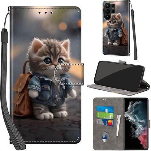 Case Wallet for Samsung Galaxy S23 Ultra, with [3 Card Slots], Kickstand Magnetic Closure PU Leather Shockproof Protective Flip Cover 6.8" 2023, Peach Blossom in Saudi Arabia