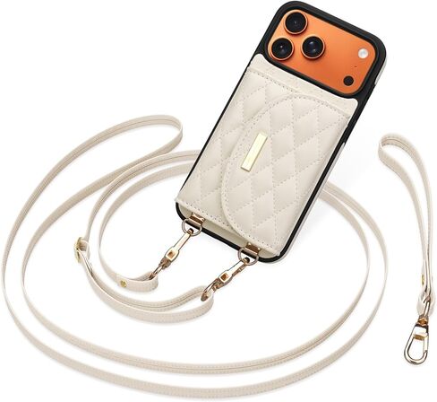 Crossbody Wallet Case for iPhone 17 Pro Max 6.9'' 2025, 6-Card Holder with RFID Blocking & Magnetic Closure, PU Leather Flip Cover with Kickstand, Wrist Strap Purse for Women, Beige in Saudi Arabia