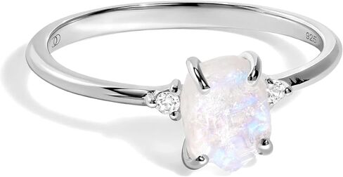 Moon Magic - Authentic Moonstone Ring - Loveliness/Real 925 Sterling Silver Rainbow Moonstone Rings for Women/Genuine Moonstone Jewelry in Saudi Arabia