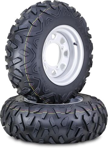 مجموعة WANDA ATV Wheel Wheel Set 25x8-12 25x10-12 6-PLY P3501 مع 4-110 PCD 5+2 Silver Mod Wheels-17035 ، Set 4 in Saudi Arabia