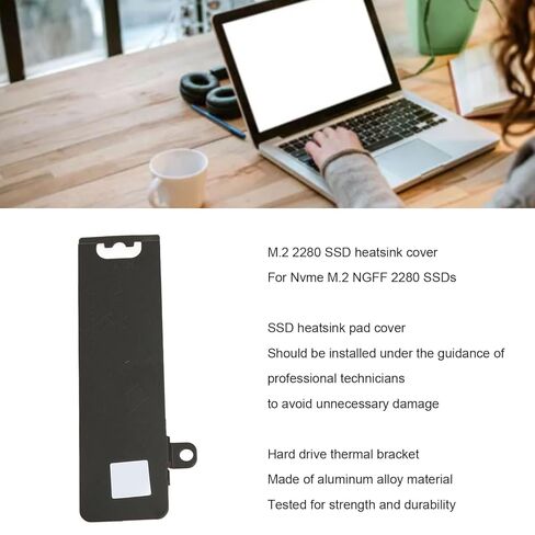Qinlorgo M.2 2280 SSD Heatsink Cover, Aluminum Alloy Hard Drive Thermal Bracket, Thermal Pad Cooler with Efficient Heat Dissipation, Ideal for G15 5530, G16 7630 Gaming Laptop NVMe M.2 in Kuwait
