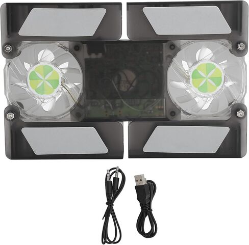 Laptop Cooler Pad Dual Fan Light Emitting Notebook Cooling Stand DR - 2009A, Foldable Laptop Cooler with Built in Stereo Speaker for 13 to 17 Inch Laptops, Blue LED Fans and ABS in Kuwait