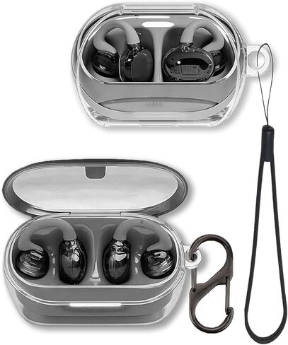 حافظة شفافة لسماعات الأذن JBL SoundGear Clips، غطاء حماية مرن مقاوم للصدمات من مادة TPU مع حلقة تسلق وحبل (شفاف) in Kuwait