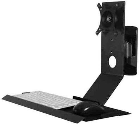 حامل شاشة رأس دوار بأذرع شاشة غير قابل للطي مع صينية هندسية وملحقات مكتبية سوداء in Kuwait