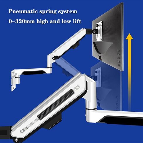 Monitor Arms 10-32 Inch Screens Within 19.8 Lbs, Single Monitor Wall Mount Full Motion Gas Spring Arm with, White Desk Accessories in Kuwait
