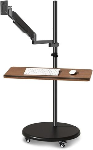 Monitor Arms Floor Standing Single Monitor Mount, Movable Stand with Keyboard Tray and Wheels, 14"-43" Adjustable Gas Spring Arm Holds Up to 33.0Lbs Desk Accessories,17 in Kuwait