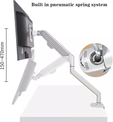 Single Monitor Arm Gas Spring Adjustable Aluminum Desk Mount Up to 32" and 19.8 Lbs Monitor Stand with C Clamp and Grommet Base in Kuwait