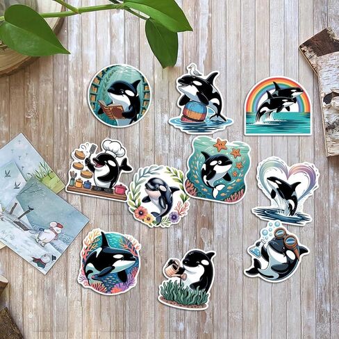 60Pcs Orca Whale Sticker Pack – Save the Ocean Killer Whale Vinyl Stickers for Water Bottles, Laptops, Scrapbooks, and Cars, Cute Marine Animal Stickers for Ocean Lovers, Kids & Adults in Kuwait