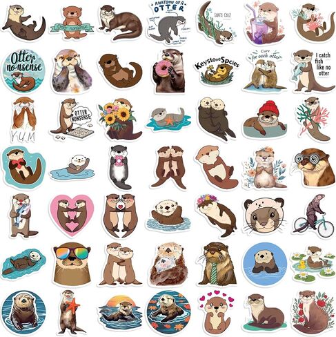 50 قطعة من ملصقات Otter مقاومة للماء من الفينيل لزجاجات المياه وأجهزة الكمبيوتر المحمولة والمجلات وسجلات القصاصات وحافظات الهاتف وأجهزة الكمبيوتر المحمولة in Kuwait