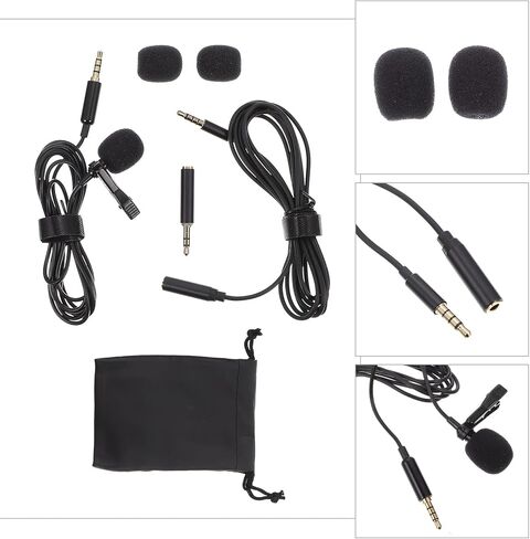 ARTIBETTER Clip-on Noise Reduction Lavalier Microphone for Phone and Camera, Portable Wired Interview Mic with Black Compact Design for Video Recording and Vlogging in Kuwait