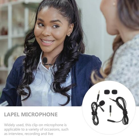 ARTIBETTER Clip-on Noise Reduction Lavalier Microphone for Phone and Camera, Portable Wired Interview Mic with Black Compact Design for Video Recording and Vlogging in Kuwait