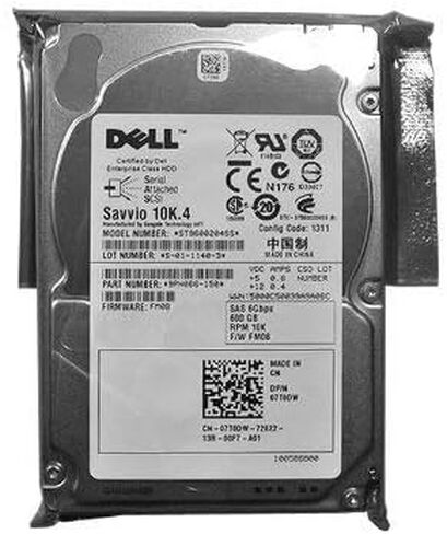 محرك الأقراص الصلبة Dell Seagate سعة 600 جيجابايت بسرعة 10 كيلو دورة في الدقيقة بسرعة 6 جيجابت/ثانية SAS مقاس 2.5 بوصة 7T0DW ST9600204SS (متجدد) in Kuwait