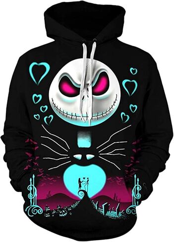 mlsjdger Unisex Nightmare Before Christmas Jack & Sally Novelty Hoodie 3D Print Sweatshirts Hoodie in Saudi Arabia