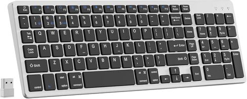 KenKe Magic Keyboard with Numeric Keypad, Support 2.4GHz / Bluetooth Connection, Equipped with USB Receiver, Multi-Device Compatibility, Stable Connection for Mac, iPad, iPhone, Android, Silvery Black in Kuwait