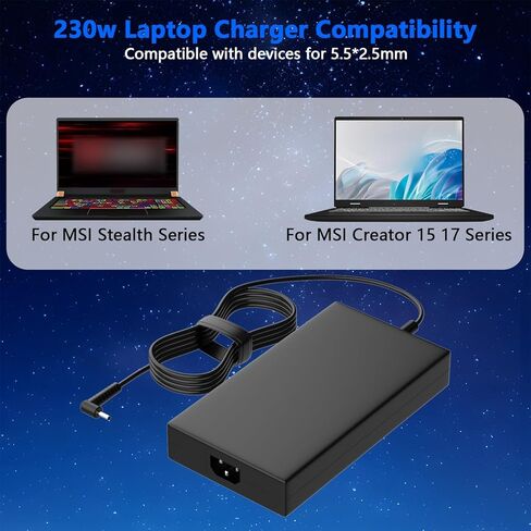 230W 240W AC Charger Compatible with MSI Katana 15 17 A15 A17 GF66 GF76 Pulse 15 16 17 GL66 GL76 Stealth 17M 15M 15 14 Sword/Crosshair 17 16 15 Bravo/Alpha 15 17 CreatorPro M16 Z16 WF76 WF66 in Kuwait