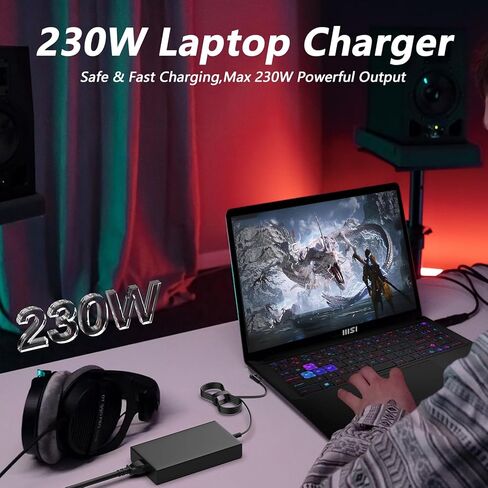 230W 240W AC Charger Compatible with MSI Katana 15 17 A15 A17 GF66 GF76 Pulse 15 16 17 GL66 GL76 Stealth 17M 15M 15 14 Sword/Crosshair 17 16 15 Bravo/Alpha 15 17 CreatorPro M16 Z16 WF76 WF66 in Kuwait