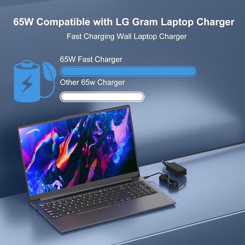 شاحن سريع 65 وات USB C PD متوافق مع أجهزة الكمبيوتر المحمولة LG Gram 14 15 16 17 طراز 14Z90P 14Z90R 14Z90Q 15Z90P 15Z90Q 15Z90R 16Z90P 16Z90Q 16T90P 17Z95P 17Z90R 17Z90S تيار متردد مطور سلك المحول in Kuwait