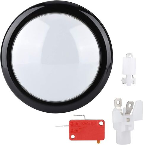 SUNGOOYUE 100MM LED Light Lamp, Big Round Game, Acrylic Shell Video Game Push Buttons with Wear and Beautiful Design, Classic Sound Effect Reproduction (White) in Kuwait