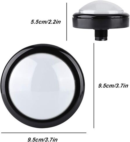SUNGOOYUE 100MM LED Light Lamp, Big Round Game, Acrylic Shell Video Game Push Buttons with Wear and Beautiful Design, Classic Sound Effect Reproduction (White) in Kuwait