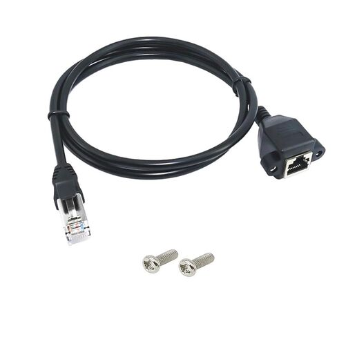 2 قطعة 90 درجة Cat5e إيثرنت تمديد كابل 1FT، RJ45 ذكر إلى أنثى لوحة إيثرنت جبل مع المسمار محمية كابل التمديد (زاوية سفلية-2 قطعة) in Kuwait