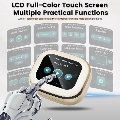 Wireless Earbuds with Touch Screen, Bluetooth 5.4 Headphones, ANC Noise Cancelling, 60H HiFi Stereo Bluetooth Ear Buds with 5 EQ Modes, IPX7 Earphones for Sports/Workout/Gym (Beige) in Kuwait