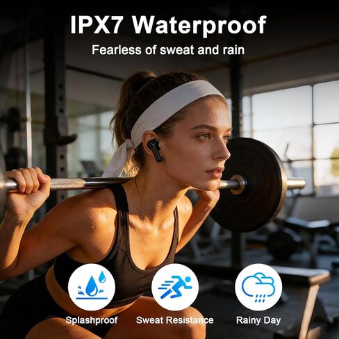 Wireless Earbuds, Bluetooth 5.4 Headphones HiFi Stereo, 60H Playback Ear Buds with LED Power Display, IPX7 Waterproof, Wireless Headphones with Noise Cancelling Mic for iPhone/Android/iPad, Black in Kuwait
