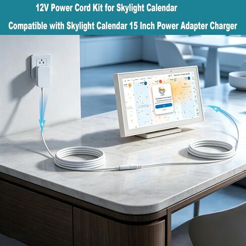 طقم سلك طاقة 12 فولت لتقويم Skylight متوافق مع شاحن محول الطاقة Skylight Calendar 15 بوصة in Kuwait