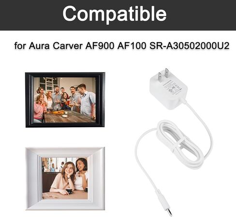 سلك طاقة بديل لـ Aura Carver AF900 وAF100، متوافق مع محول شاحن SR-A30502000U2، كابل إمداد طاقة بطول 5 أقدام 5 فولت 2 أمبير - أبيض in Kuwait