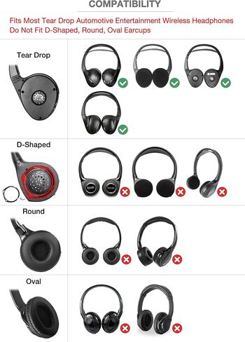 Ear Pads Compatible with Toyota Sienna Sequoia Highlander Tundra, Honda Odyssey Pilot Ridgeline, Infiniti QX60 QX80, Nissan Pathfinder Teardrop IR Headphone for Car DVD Headset Foam Cushion in Kuwait