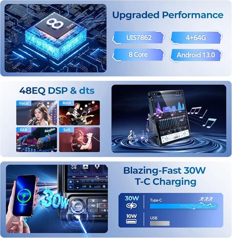 12.1 Inch 8Core for Ford F150 Radio 2013 2014, 8Core Android 13 T-Style Screen F-150 Head Unit with Carplay Android Auto GPS 5G WiFi FM/AM 48EQ 1080P Backup Camera Type-C Fast Charging 4+64G in Kuwait