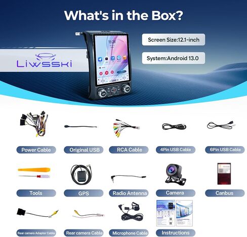 12.1 Inch 8Core for Ford F150 Radio 2013 2014, 8Core Android 13 T-Style Screen F-150 Head Unit with Carplay Android Auto GPS 5G WiFi FM/AM 48EQ 1080P Backup Camera Type-C Fast Charging 4+64G in Kuwait
