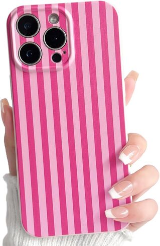 جراب Lovmooful متوافق مع هاتف iPhone 17، لون لطيف مخطط مع تصميم جمالي للفتيات والنساء، ناعم من مادة TPU مقاوم للصدمات وأكثر حماية للفتيات لهاتف iPhone 17 - أزرق in Kuwait