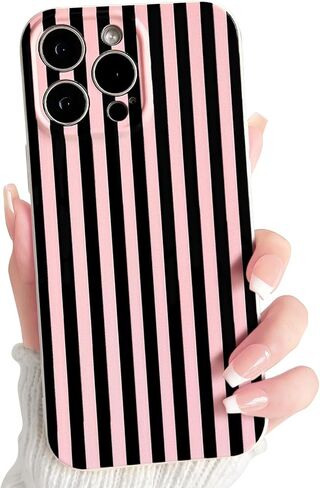 جراب Lovmooful متوافق مع هاتف iPhone 17، لون لطيف مخطط مع تصميم جمالي للفتيات والنساء، ناعم من مادة TPU مقاوم للصدمات وأكثر حماية للفتيات لهاتف iPhone 17 - أزرق in Kuwait