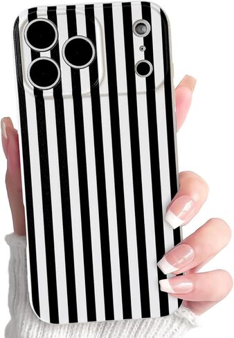 جراب Lovmooful متوافق مع هاتف iPhone 17، لون لطيف مخطط مع تصميم جمالي للفتيات والنساء، ناعم من مادة TPU مقاوم للصدمات وأكثر حماية للفتيات لهاتف iPhone 17 - أزرق in Kuwait