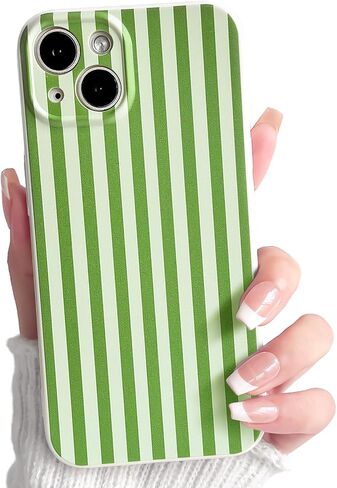 جراب Lovmooful متوافق مع هاتف iPhone 17، لون لطيف مخطط مع تصميم جمالي للفتيات والنساء، ناعم من مادة TPU مقاوم للصدمات وأكثر حماية للفتيات لهاتف iPhone 17 - أزرق in Kuwait