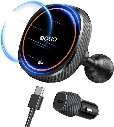 OQTIQ Magnetic Wireless Car Charger for MagSafe, Qi2 15W Fast Charging Magnetic Phone Holder, Car Mount with Heavy-Duty 1"(25mm) Ball,Compatible with RAM Mounts Double Socket Arm in Kuwait