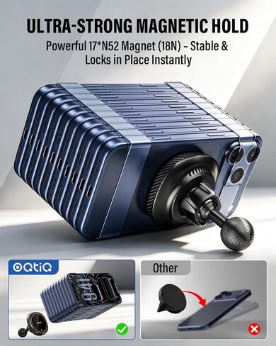 OQTIQ Magnetic Wireless Car Charger for MagSafe, Qi2 15W Fast Charging Magnetic Phone Holder, Car Mount with Heavy-Duty 1"(25mm) Ball,Compatible with RAM Mounts Double Socket Arm in Kuwait