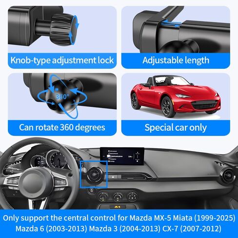 حامل هاتف السيارة لسيارة Mazda MX-5 Miata 1999-2025، Mazda 6 2003-2013، Mazda 3 2004-2013، CX-7 2007-2012، حامل ملاحة داخلي للهاتف المحمول بفتحة تهوية دائرية in Kuwait