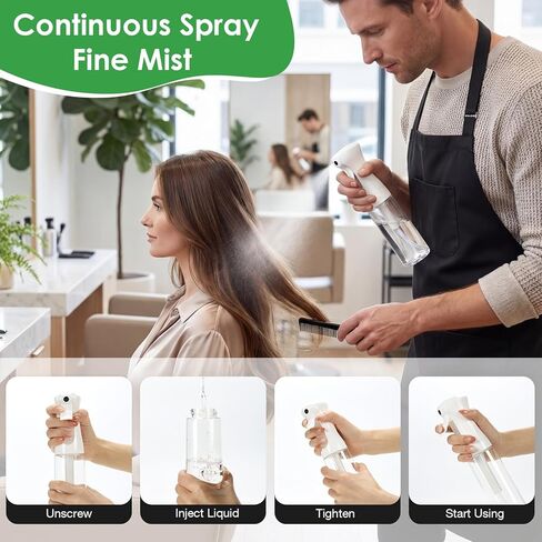 Mist Spray Bottle for Hair (10oz/300ml) - 2 Pcs Continuous Spray Bottle for Salons Cleaning Plants Gardening in Saudi Arabia