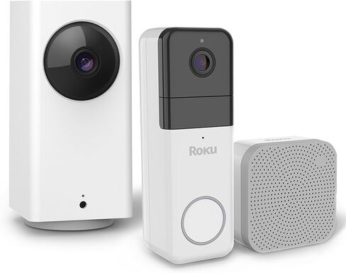 Roku Indoor Camera 360 & Smart Home Wireless Video Doorbell Bundle (Renewed) in Kuwait