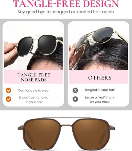 SODQW 2 Pack Tangle Free Aviator Sunglasses for Women Square Frame Sun Glasses for Driving &Traveling UV Protection in Saudi Arabia
