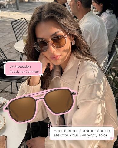 SODQW 2 Pack Tangle Free Aviator Sunglasses for Women Square Frame Sun Glasses for Driving &Traveling UV Protection in Saudi Arabia