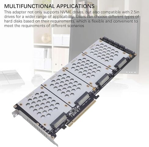 Pomya U.2 NVMe to PCIe 4.0 X8 Adapter Card, Supports 2.5" & NVMe Drives, HighSpeed Data Transfer, Backward Compatible with PCIe 3.0, Easy Installation for & in Kuwait